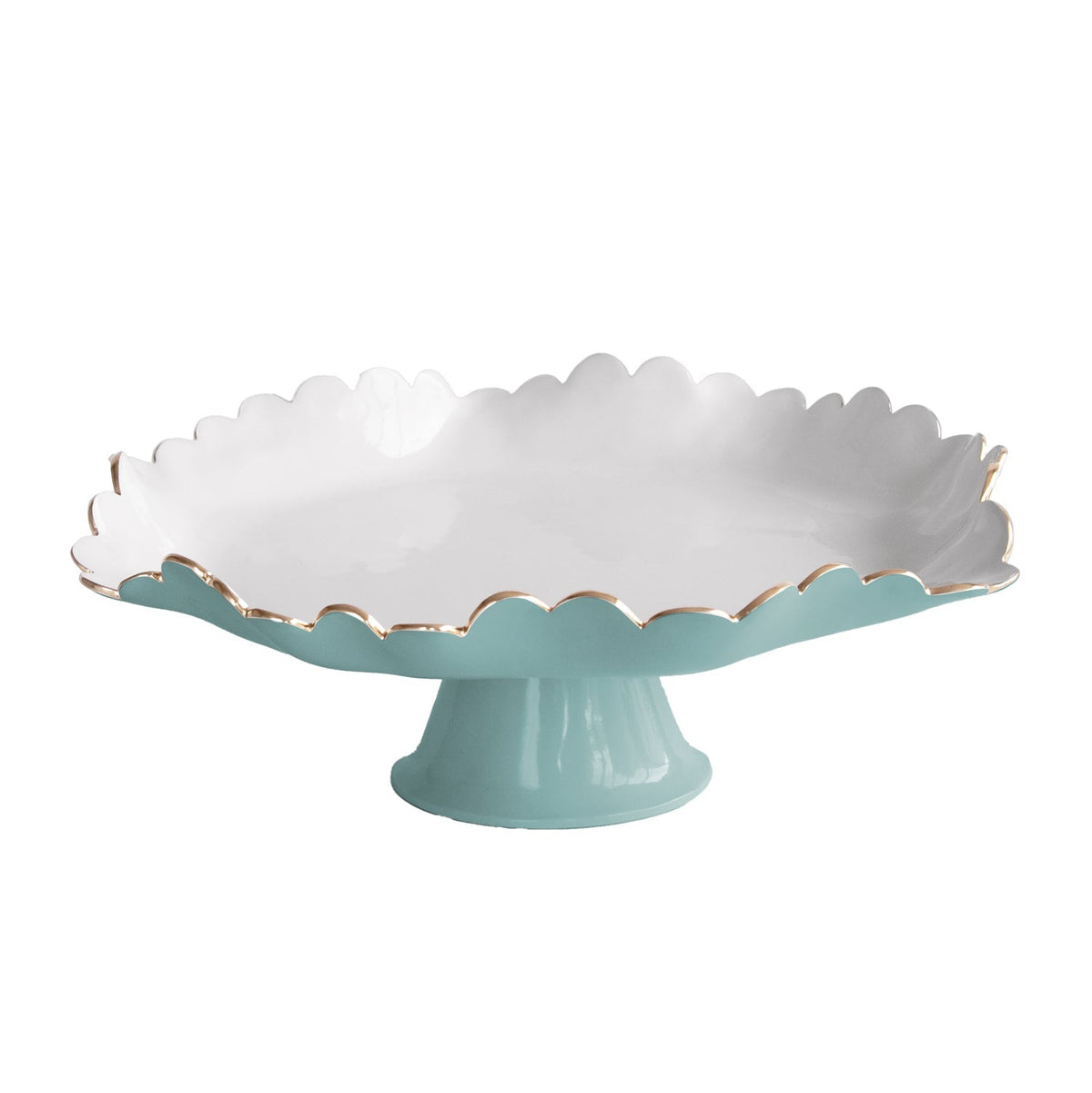 Encanto Colette Pedestal Cake Plate (Turquoise White) | Bone & Brass