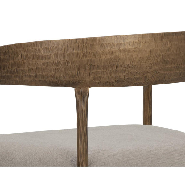 Zanatta Antique Brass & Taupe Upholstered Dining Armchair - Chair Side View | Bone & Brass