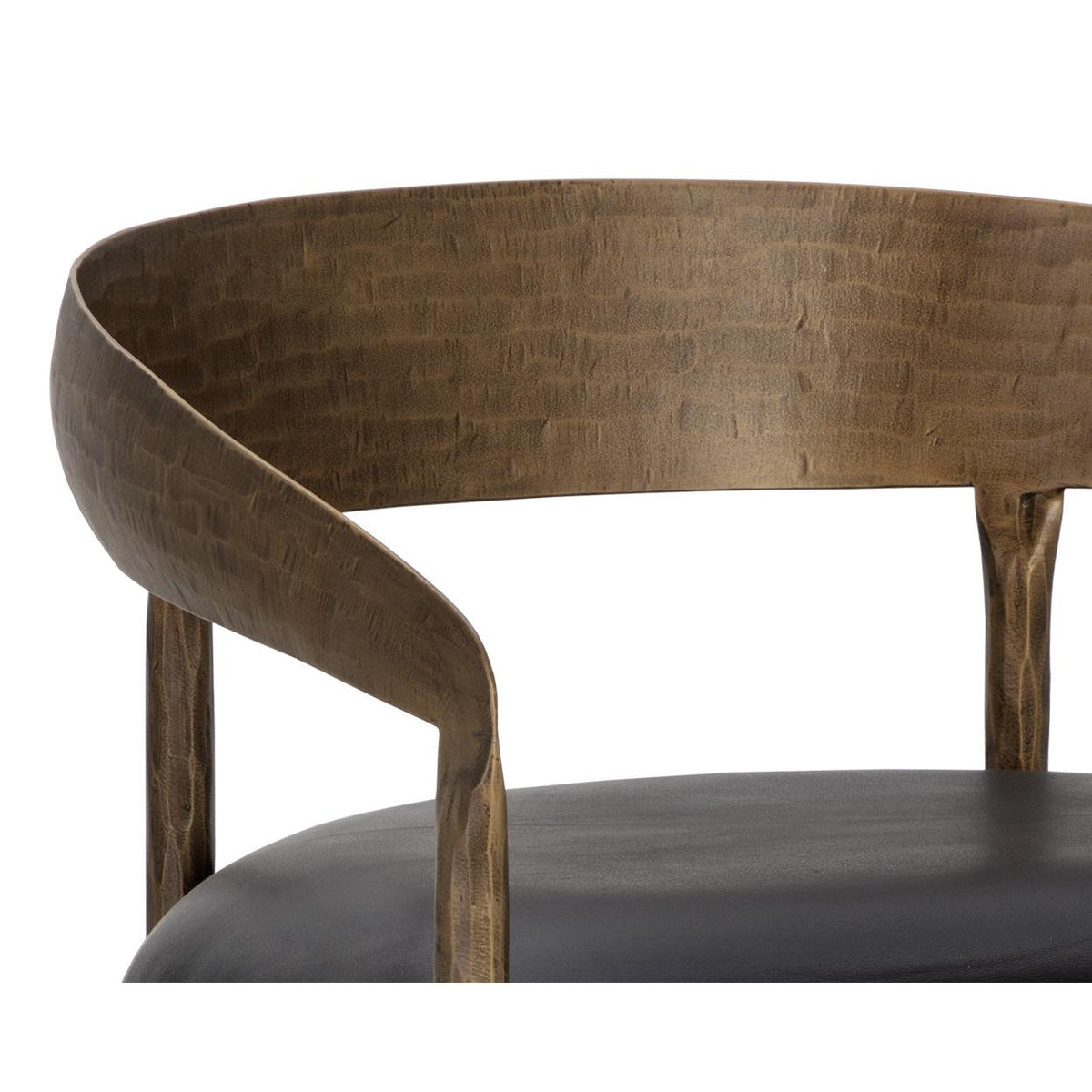 Zanatta Antique Brass & Black Leather Counter Stool - Stool View | Bone & Brass