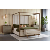 Casette Piccolo Prosecco Upholstered King Canopy Bed - Bed Side View | Bone & Brass