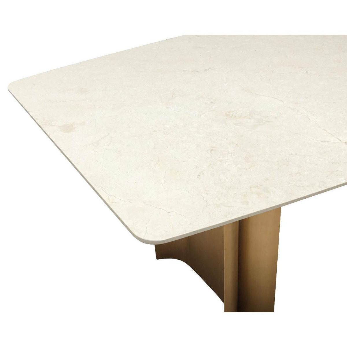 Astara Marble & Antique Gold Rectangle Dining Table - Table Detail | Bone & Brass