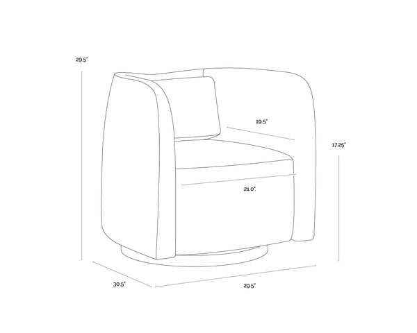 Emilie Swivel Nubuck Tan Leather Lounge Chair
