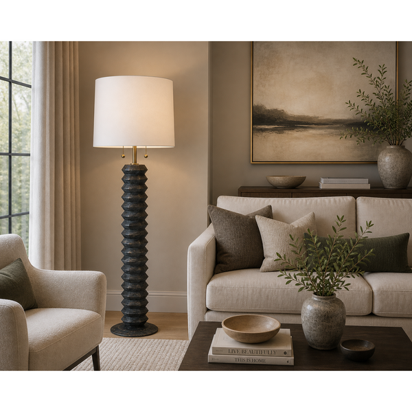 Accordion Floor Lamp Ebony - Floor Lamp Detail | Bone & Brass