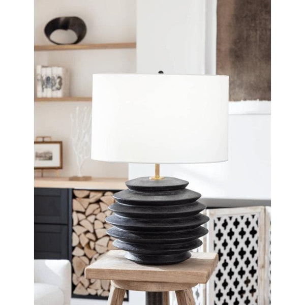 Accordion Table Lamp Round Ebony - Lamp Detail | Bone & Brass
