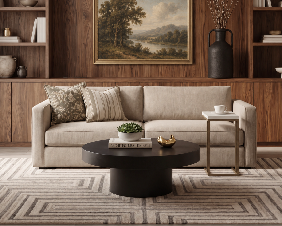 Adam Taupe Tailored Performance Fabric Sofa