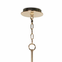 Adeline Chandelier's gold ceiling canopy and chain suspension on a white background.