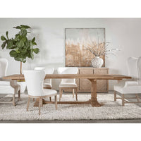 Adler Natural Gray Acacia Media Sideboard with chevron doors, 3 cabinets, and cord management.
