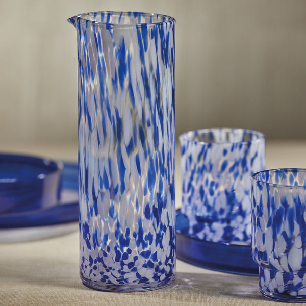 Adrian Blue & White Tortoise Glass Pitcher - Pitcher Detail | Bone & Brass