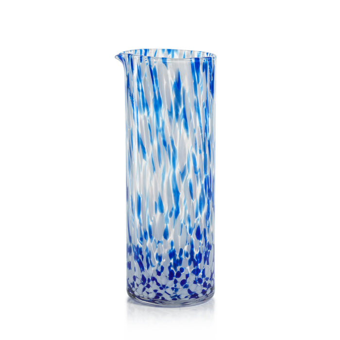 Adrian Blue & White Tortoise Glass Pitcher | Bone & Brass