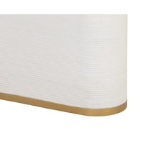 Aemond White Rectangle Pedestal Dining Table - Table Top View | Bone & Brass