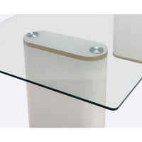 Aemond White Rectangle Pedestal Dining Table - Table Detail | Bone & Brass