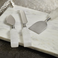 Alabaster Cheese Knife Set, 3-Pieces - Knife Detail | Bone & Brass