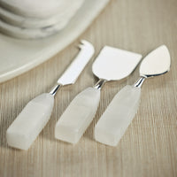 Alabaster Cheese Knife Set, 3-Pieces - Knife Handle Detail | Bone & Brass