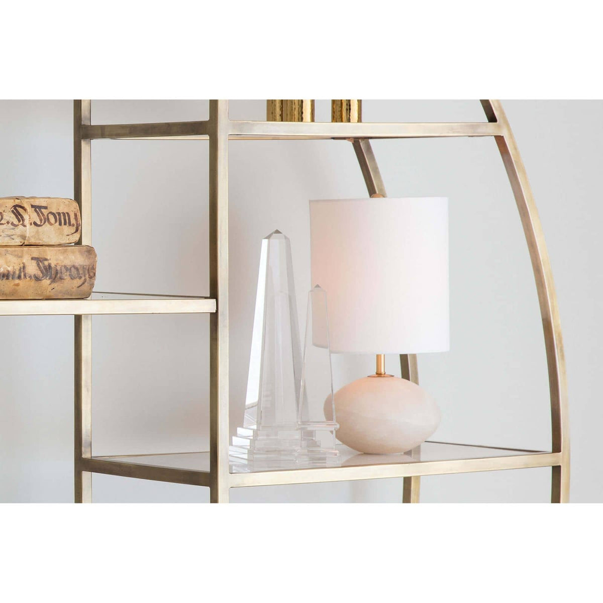 Alabaster Mini Orb Lamp - Lamp Base Detail | Bone & Brass