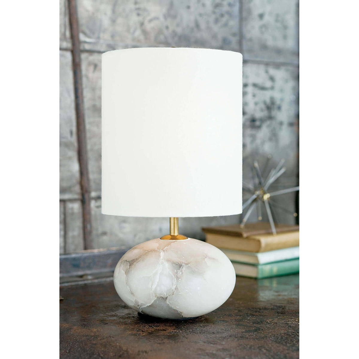 Alabaster Mini Orb Lamp - Lamp Shade Detail | Bone & Brass