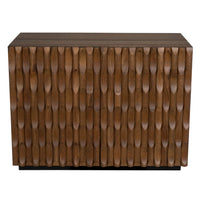 Alameda Carved Dark Walnut Sideboard with hand-carved details, spacious cupboards, and large drawers.
