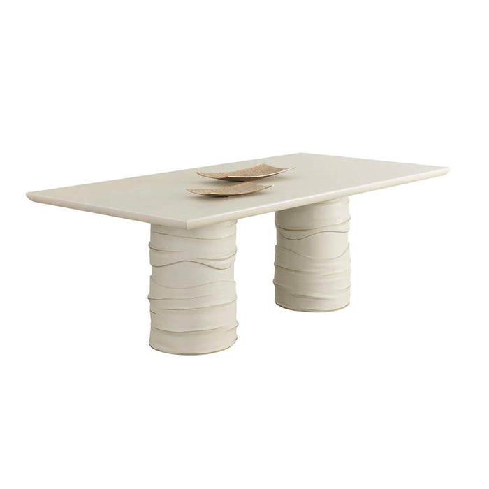 Alanya Cream Pedestal Base Dining Table | Bone & Brass