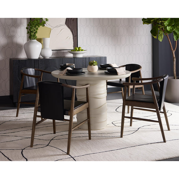Alanya Cream Round Dining Table - Table Side View | Bone & Brass