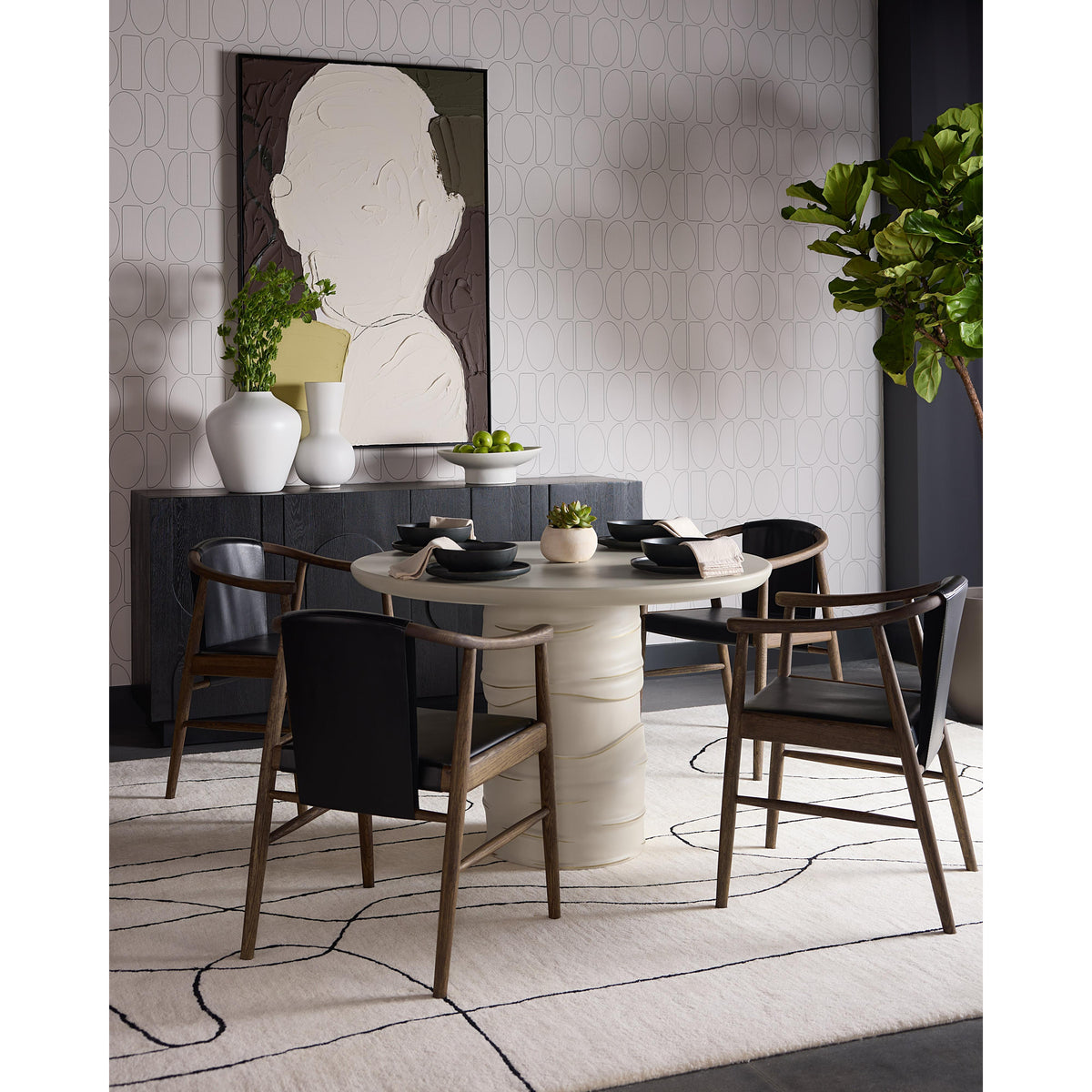 Alanya Cream Round Dining Table - Table Top View | Bone & Brass