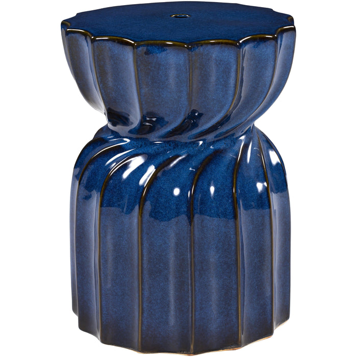 Alexia Blue Ceramic Outdoor Stool | Bone & Brass