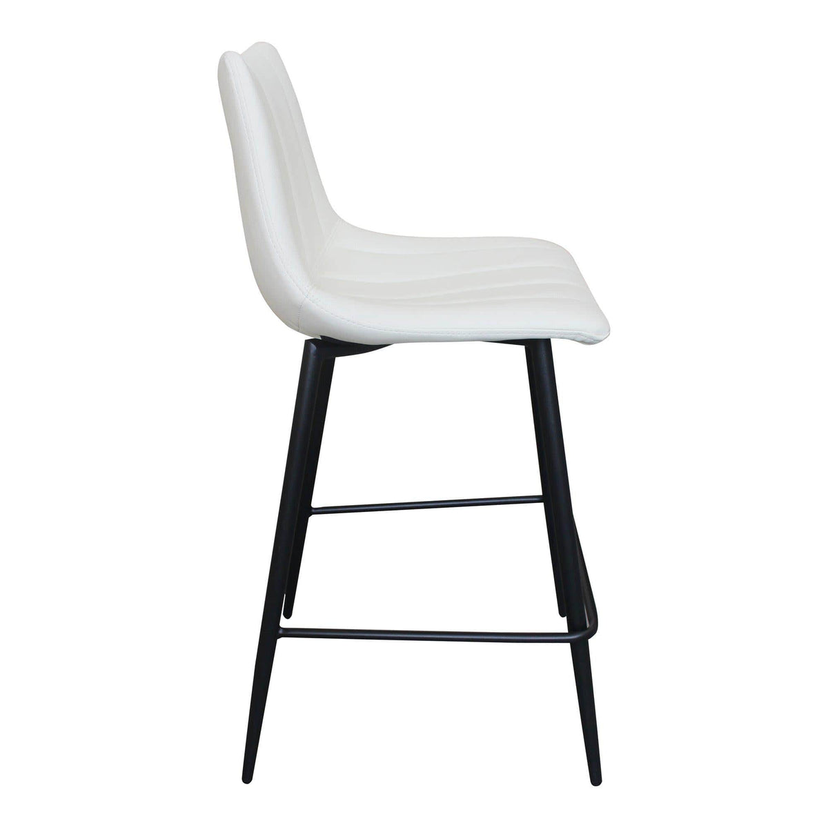 Alibi Ivory Leather Counter Stool, Set 2 - Stool Side View | Bone & Brass