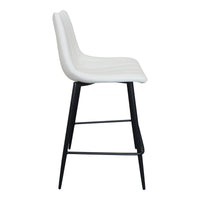 Alibi Ivory Leather Counter Stool, Set 2 - Stool Side View | Bone & Brass