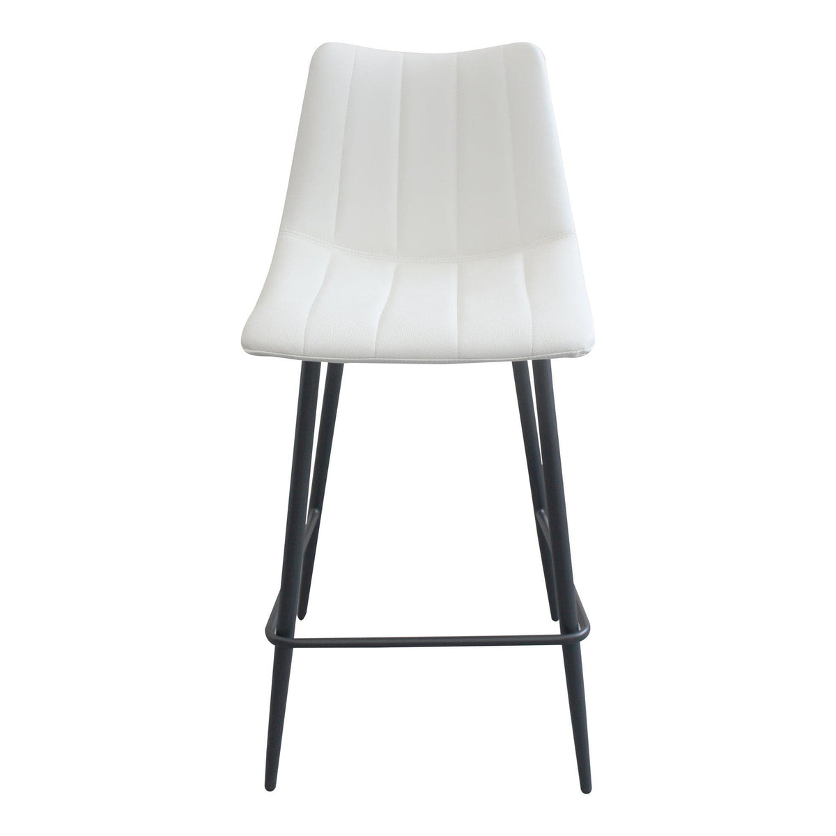 Alibi Ivory Leather Counter Stool, Set 2 - Stool Seat Detail | Bone & Brass