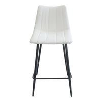 Alibi Ivory Leather Counter Stool, Set 2 - Stool Seat Detail | Bone & Brass