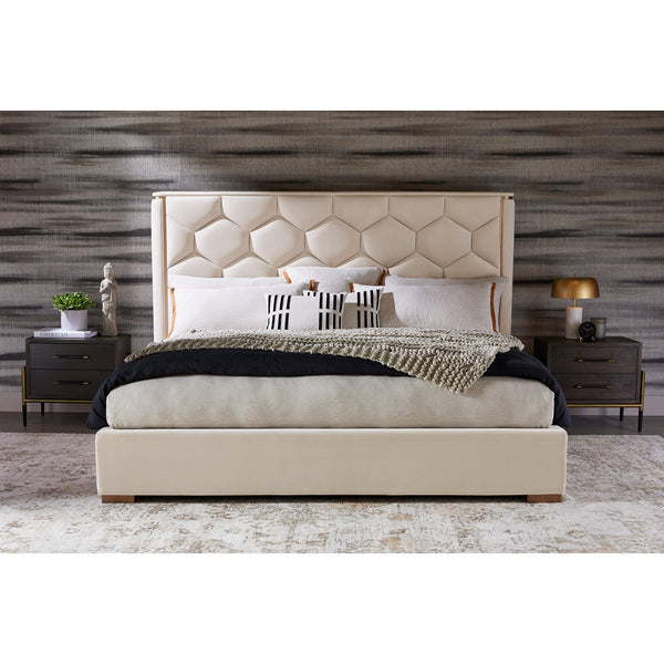 Alisha Taupe Upholstered King Bed - Bed Side View | Bone & Brass
