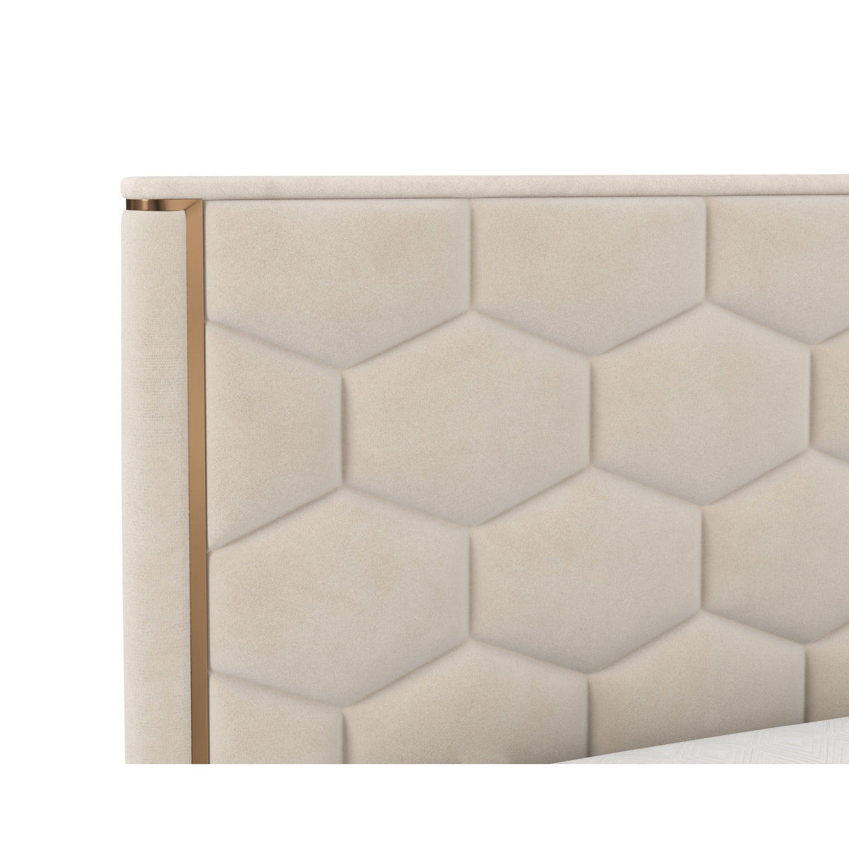 Alisha Taupe Upholstered King Bed - Bed Headboard Detail | Bone & Brass