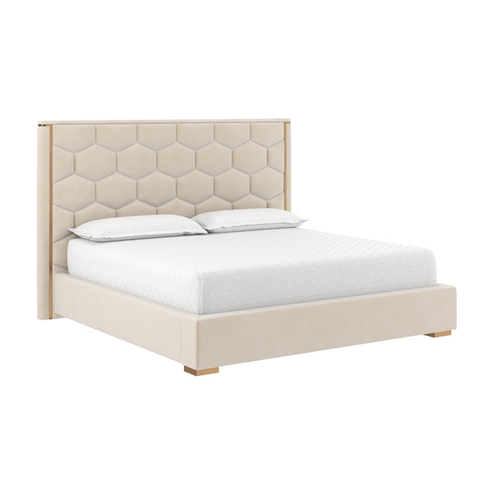 Alisha Taupe Upholstered King Bed | Bone & Brass