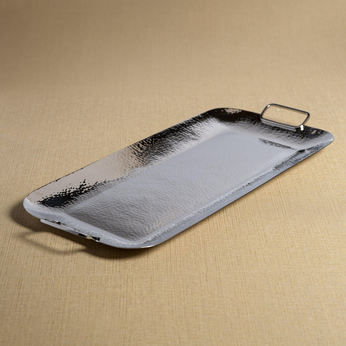 Alldo Hammered Polished Nickel Serving Tray - Tray Detail | Bone & Brass