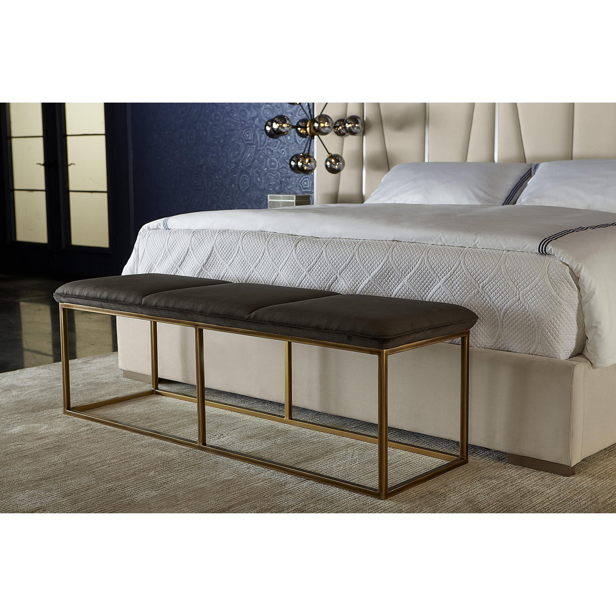Alley Upholstered Bench - Rustic Bronze - Bench Side View | Bone & Brass