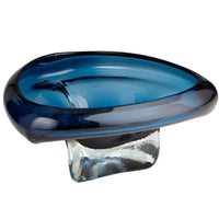 Allison Small Cobalt Blue Decorative Bowl, abstract glass design with smooth curves.