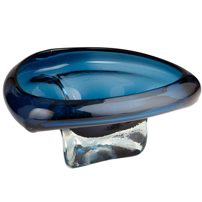 Allison Small Cobalt Blue Decorative Bowl, abstract glass design with smooth curves.