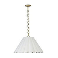 Allison White & Brass Fluted Large Pendant - Pendant Installed | Bone & Brass