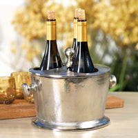Alloy 3-Bottle Nickel Wine Bottle Holder - Detail View | Bone & Brass