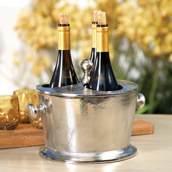 Alloy 3-Bottle Nickel Wine Bottle Holder - Detail View | Bone & Brass