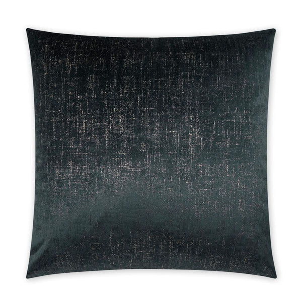 Alnwick 24" square throw pillow in ebony polyester with subtle pearl and spa blue textured pattern.