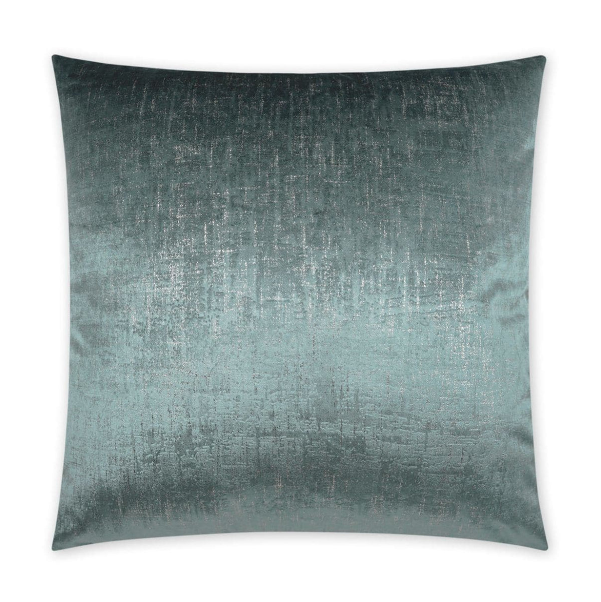 Alnwick 24" square throw pillow in spa blue polyester with a textured, metallic sheen.