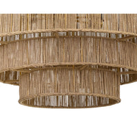 Alyssa Natural Jute & antique Brass Chandelier - Chandelier Installed | Bone & Brass