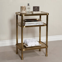 Aman Vintage Brass Bar Cart - Bar Cart Detail | Bone & Brass