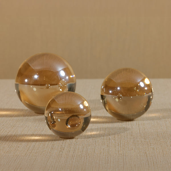 Amber Decorative Crystal Glass Ball - Detail View | Bone & Brass