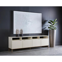 Ambrose Cream Modular Storage Media Cabinet - Cabinet Side View | Bone & Brass
