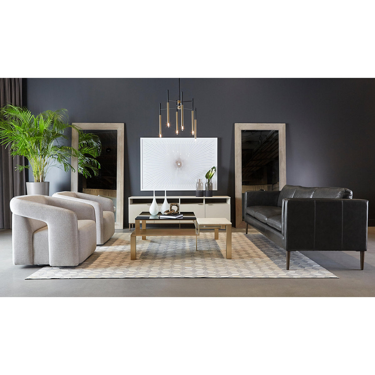 Ambrose Cream Modular Storage Media Cabinet - Cabinet Door Detail | Bone & Brass