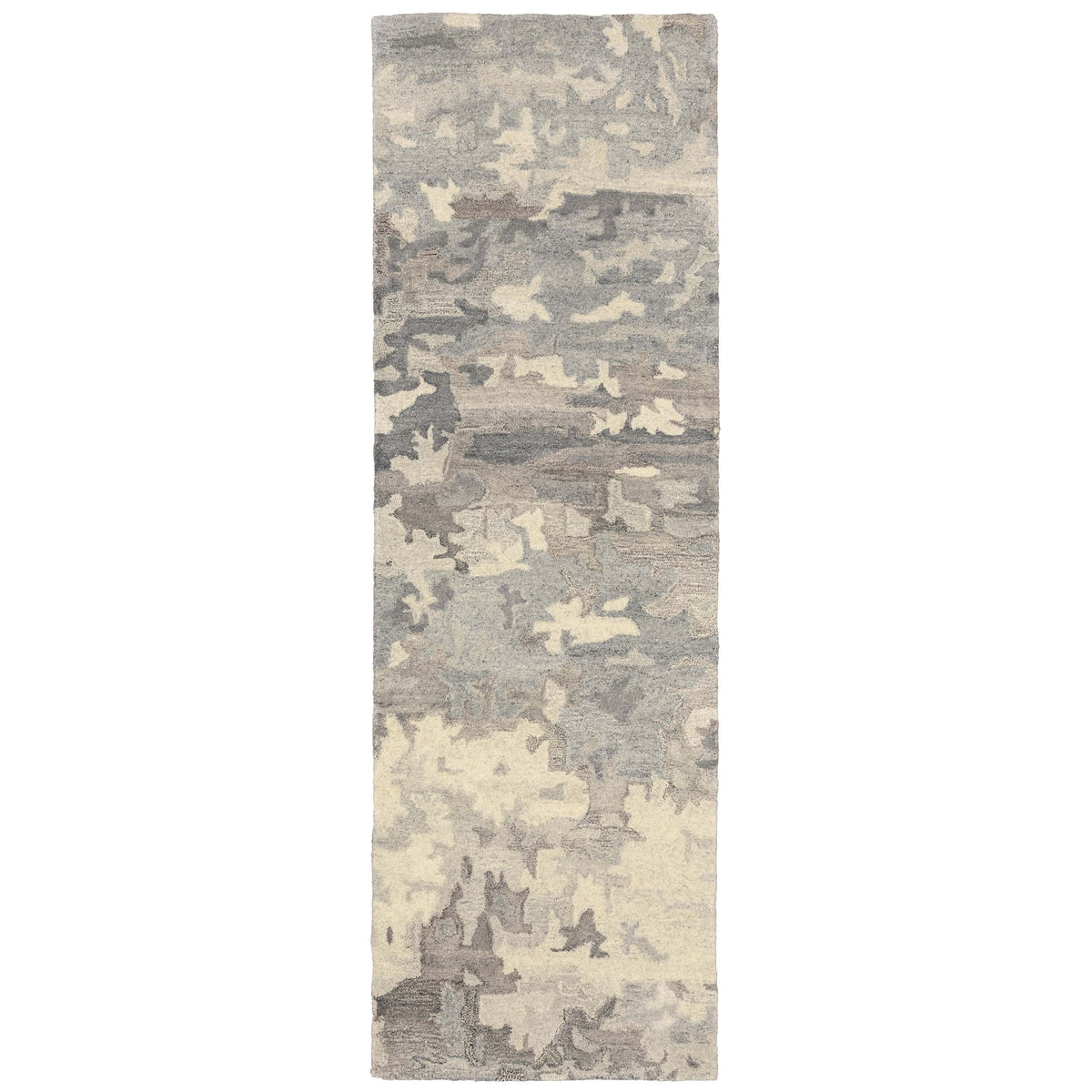 Handmade Anastasia Grey & Charcoal contemporary wool rug with modernized traditional woven patterns.