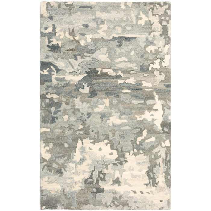 Handmade Anastasia Grey & Charcoal contemporary wool rug with modernized traditional woven patterns.