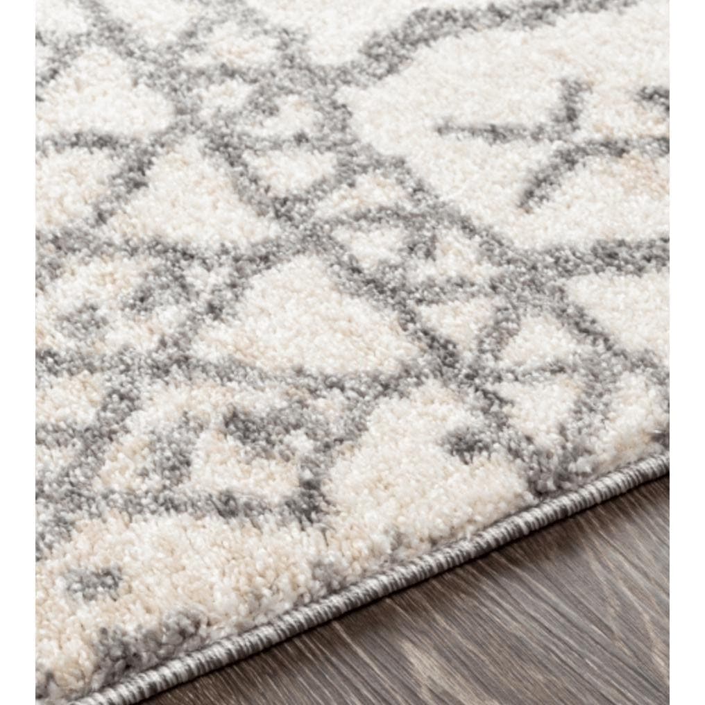 Andorra Charcoal & Beige polypropylene rug with a globally inspired geometric pattern on a light background.