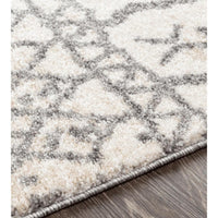 Andorra Charcoal & Beige polypropylene rug with a globally inspired geometric pattern on a light background.