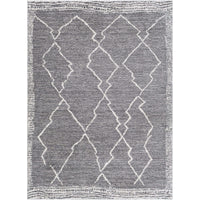 Andorra Charcoal & White polypropylene rug with a globally inspired geometric diamond pattern.